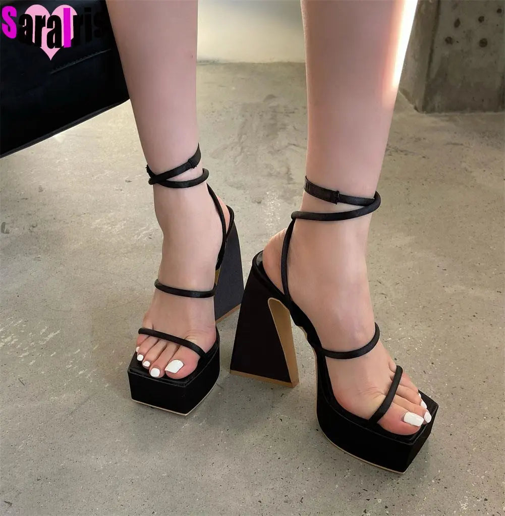 Summer New Fashion Sexy Party Sandals Women Platform Elegant Thick High Heels Shoes Woman Trendy