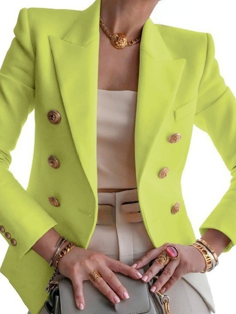 New Tweed Jacket Elegant Womens Sports Green / S