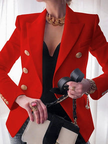 New Tweed Jacket Elegant Womens Sports Red / S