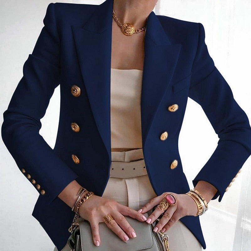 New Tweed Jacket Elegant Womens Sports Navy Blue / S