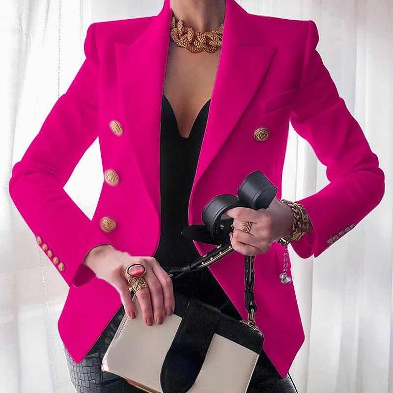 New Tweed Jacket Elegant Womens Sports Rose Red / S
