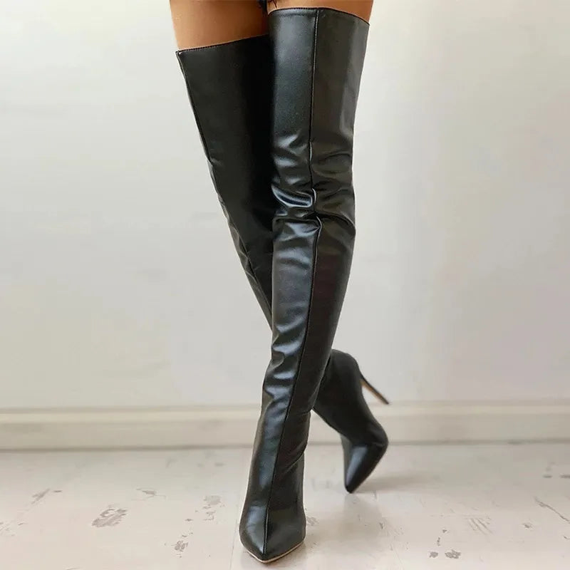 Womens Boots High Heel 11Cm Over Knee Large Size 34-43 Back Zipper Fashion Personality