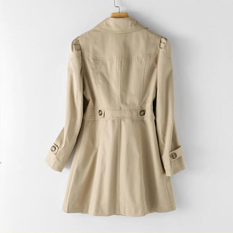 Spring Autumn Trench Coat Woman 2023 New Korean Single-Breasted Mid-Long Women Overcoat 5Xl Khaki