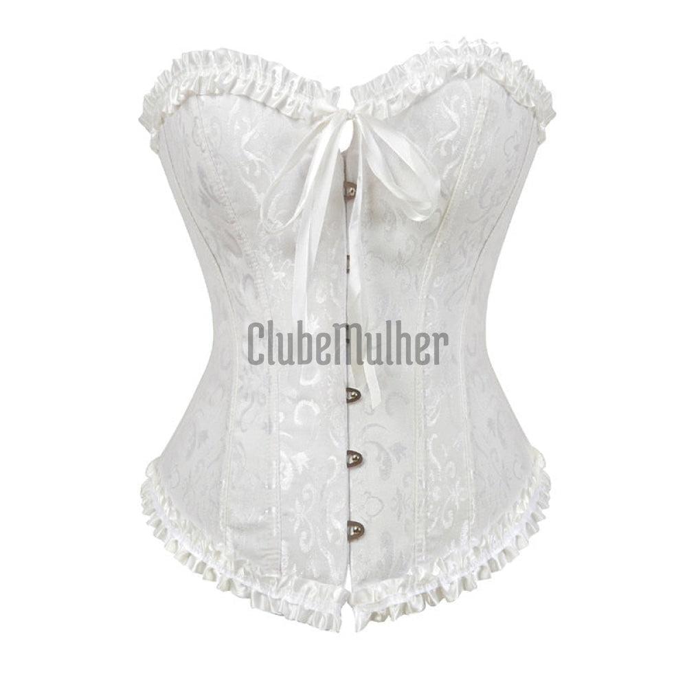 Corselet Corset Corpete Realça Cintura Alça e Zíper Frontal Linha