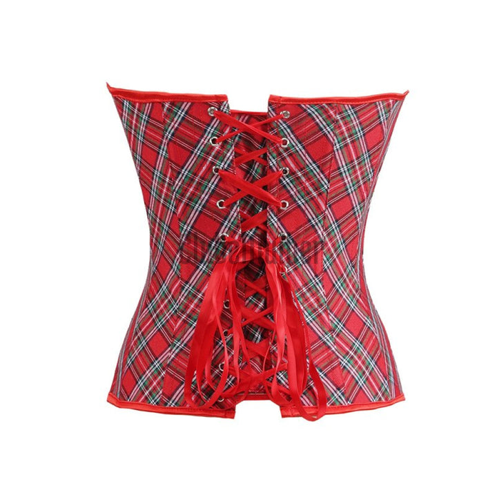 Sapubonva Corset Sexy Bustier Plaid Goth Clothes Lingerie Corset Victorian Red Halter Femme Top