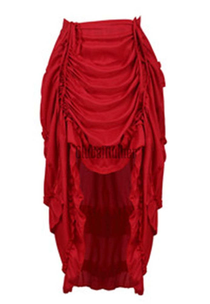 Steampunk Gothic Corset With Skirts Irregular Shirring Pleated Party Maxi Long Skirt High Low