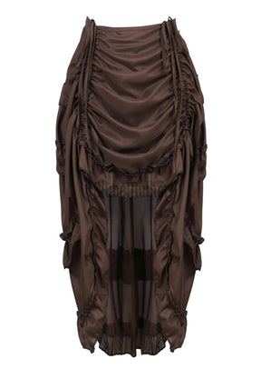 Steampunk Gothic Corset With Skirts Irregular Shirring Pleated Party Maxi Long Skirt High Low