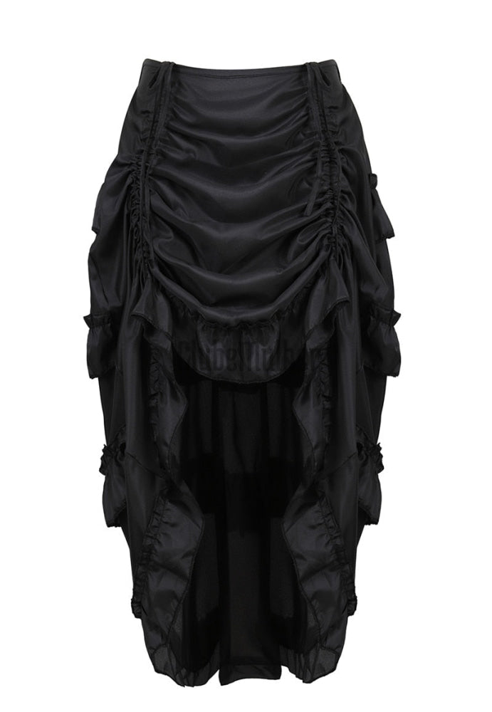 Steampunk Gothic Corset With Skirts Irregular Shirring Pleated Party Maxi Long Skirt High Low